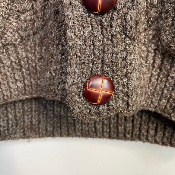 Irish Fisherman Cable Knit Aran Wool Waistcoat sweater Vest Ireland Brown Mens - Picture 3 of 9